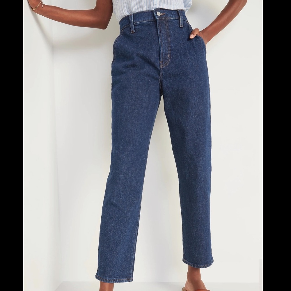 OLD NAVY sky-hi Straight jeans | dark wash | size 8